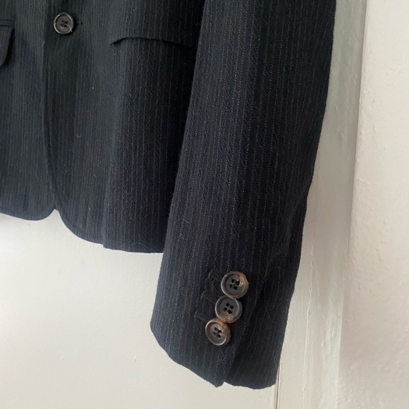 Marni Made in Italy Wool Cotton Black Pinstripe Blazer Size 40 US4 - Picture 6 of 10